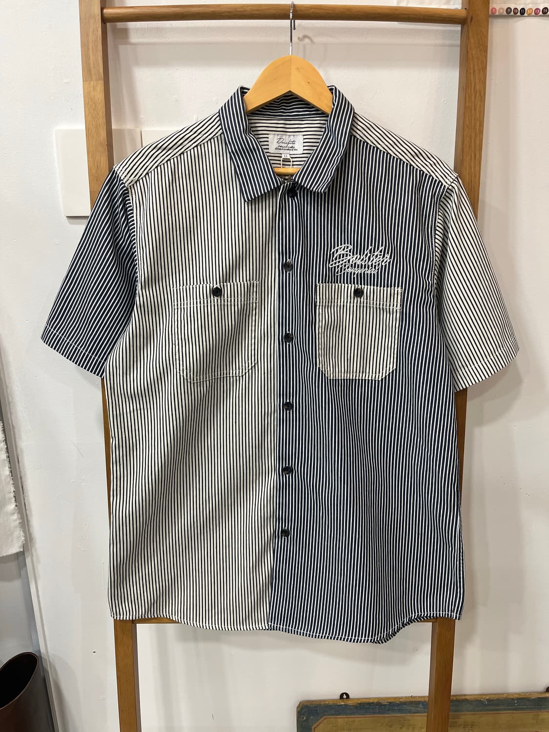 [LL] Denifits 비대칭 히코리 스트라이프 워크 셔츠 / 아메카지 상품이미지1