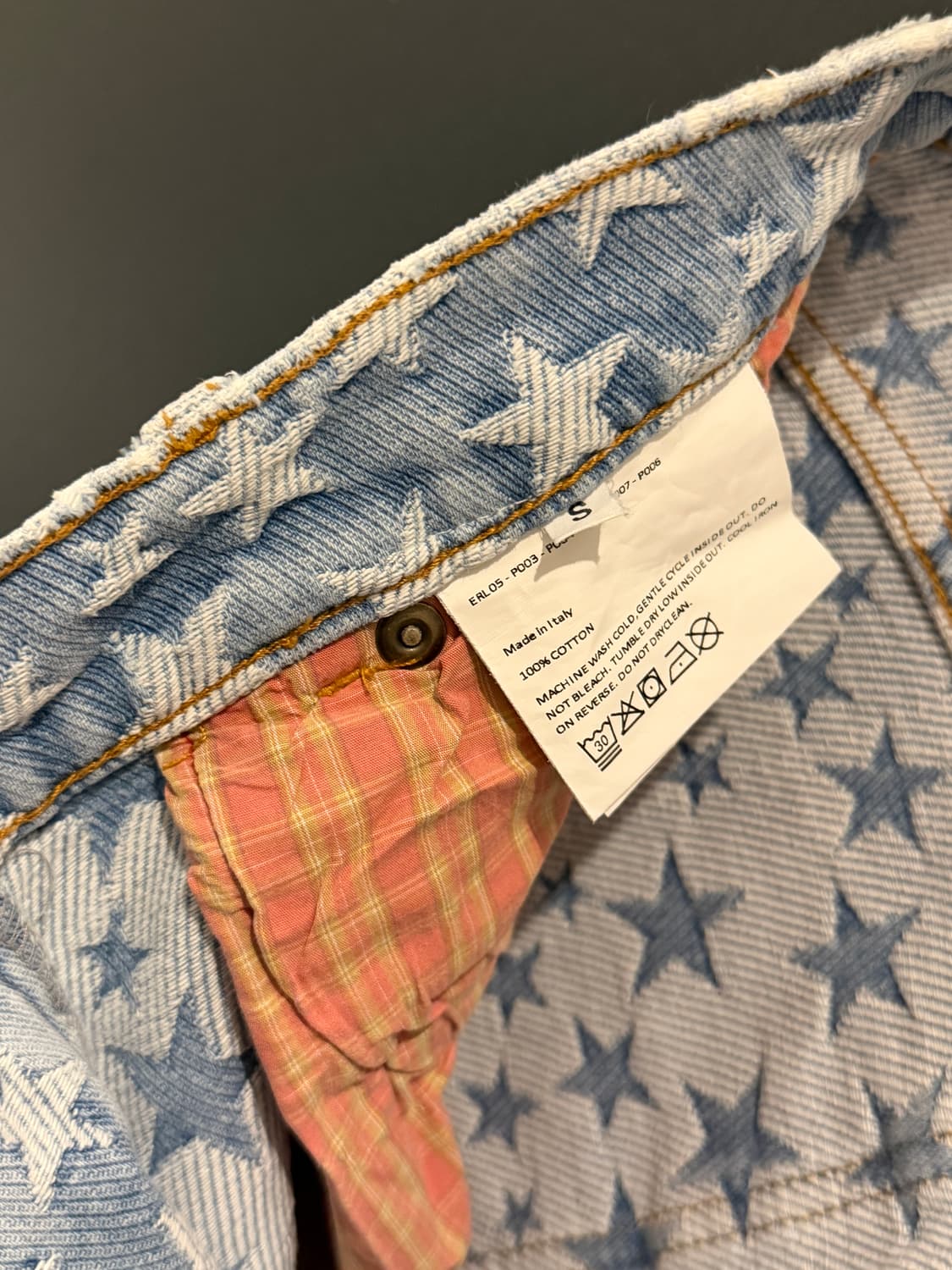 ERL star jacquard 별 자수 데님진 S  상품이미지5