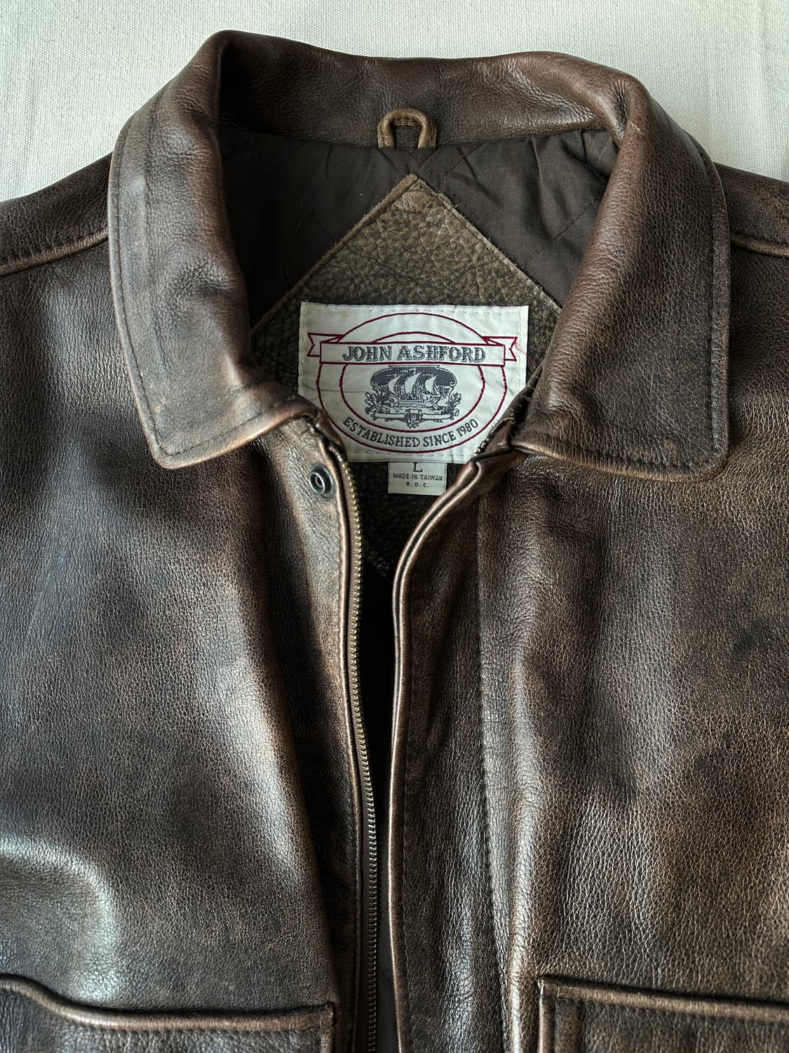 80s A2 John Ashford 레더 자켓 L 상품이미지2