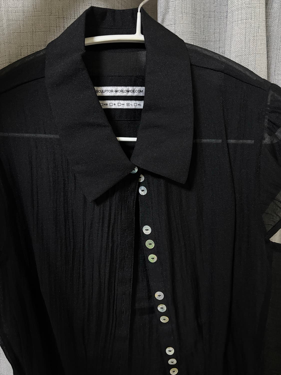 스컬프터 Sheer Pleated Hem Blouse black 상품이미지2