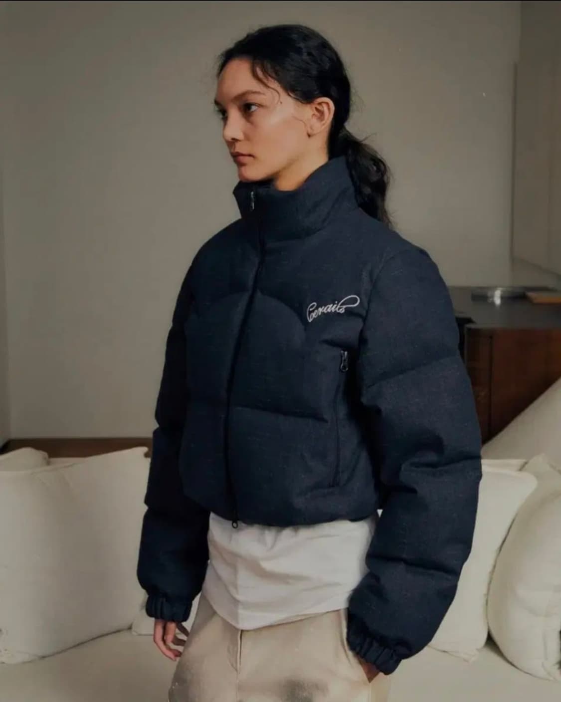 (미사용)로레일즈 데님 크롭 덕다운 자켓 상품이미지2