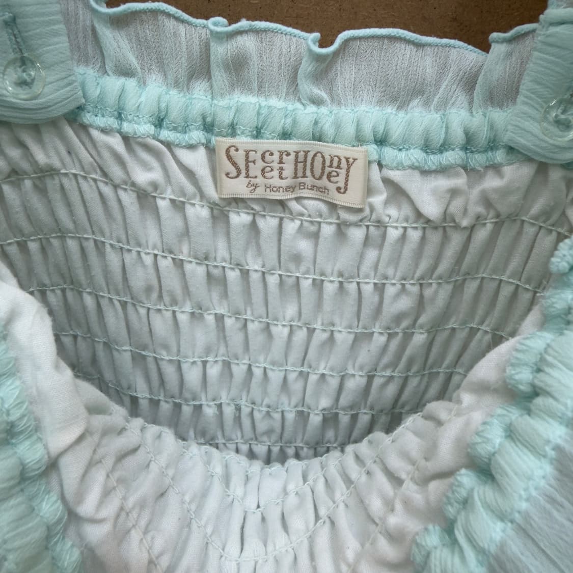 시크릿허니 쉘 패턴 스모킹 롱원피스 (민트) 상품이미지2