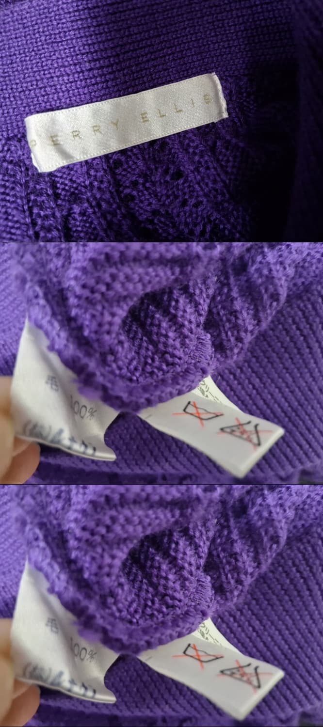 일본빈티지 PERRY ELLIS 진보라색 100%순모 울니트 리본카라 6 상품이미지9
