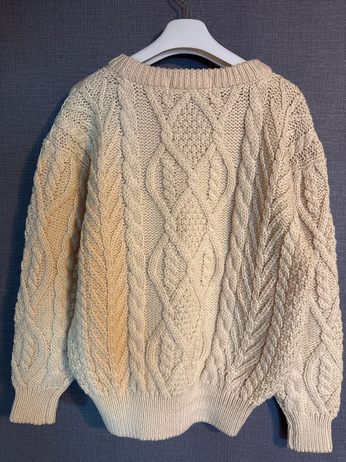 Una per Una 아이보리 울 100% 꽈배기 니트 Japan 상품이미지5