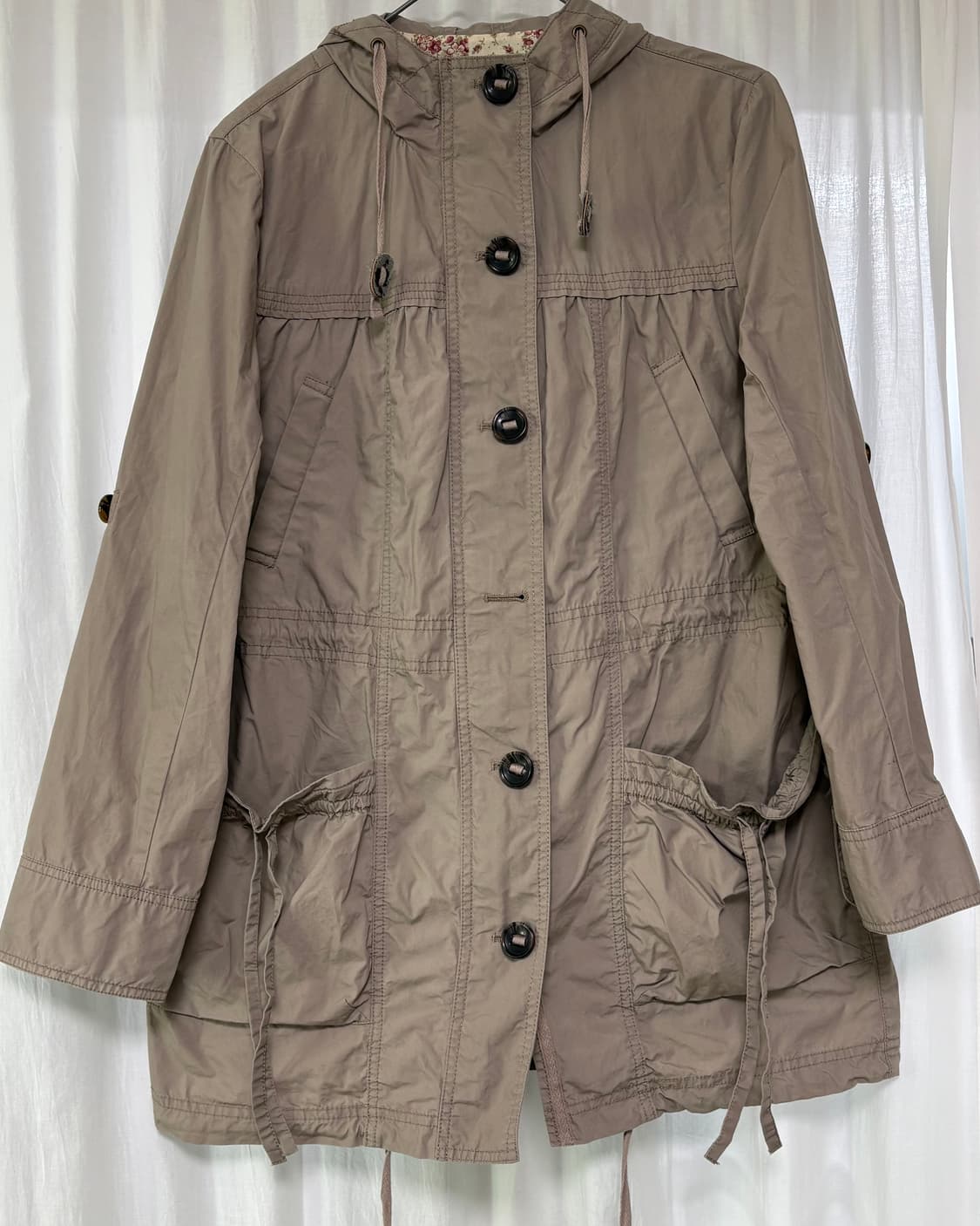 카키 브라운 후드 사파리 자켓 상품이미지1