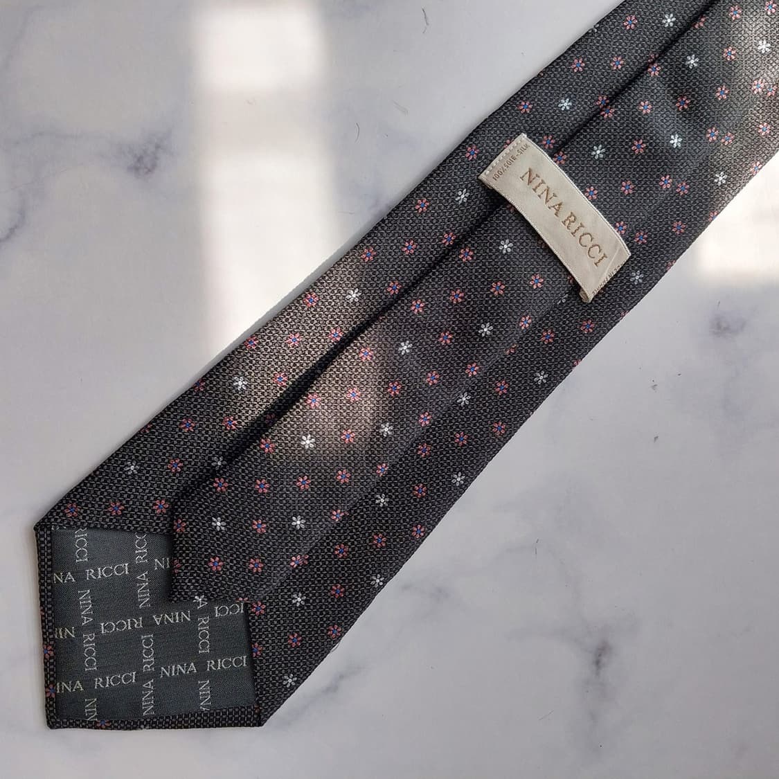 니나리치 진그레이 플라워 패턴 넥타이 9.5cm A+~A등급 K2318 상품이미지8