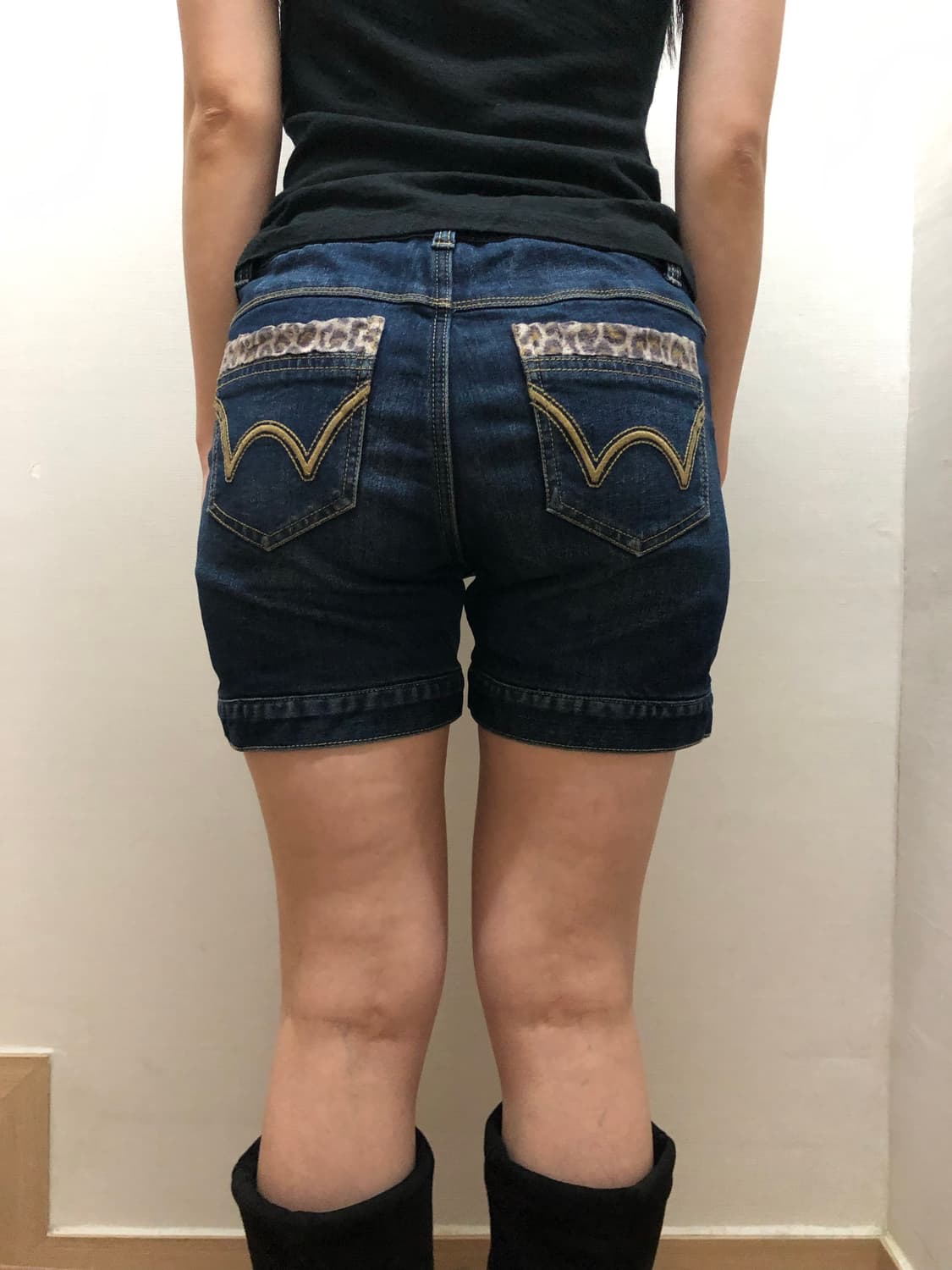 빈티지 데님 레오파드 프린팅 디테일 팬츠 상품이미지1