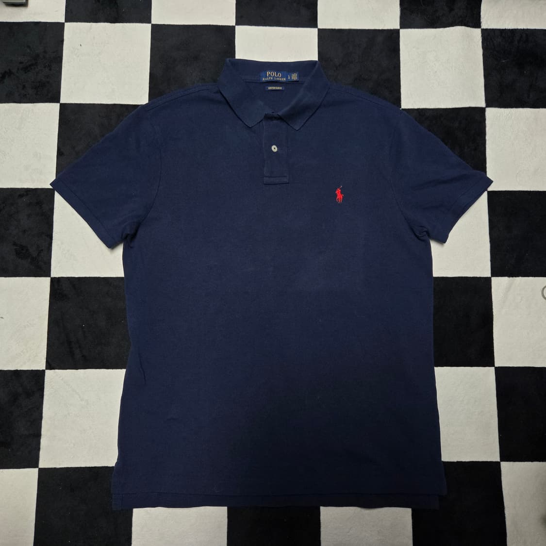 L 폴로랄프로렌 커스텀슬림핏 반팔카라티 네이비 상품이미지1