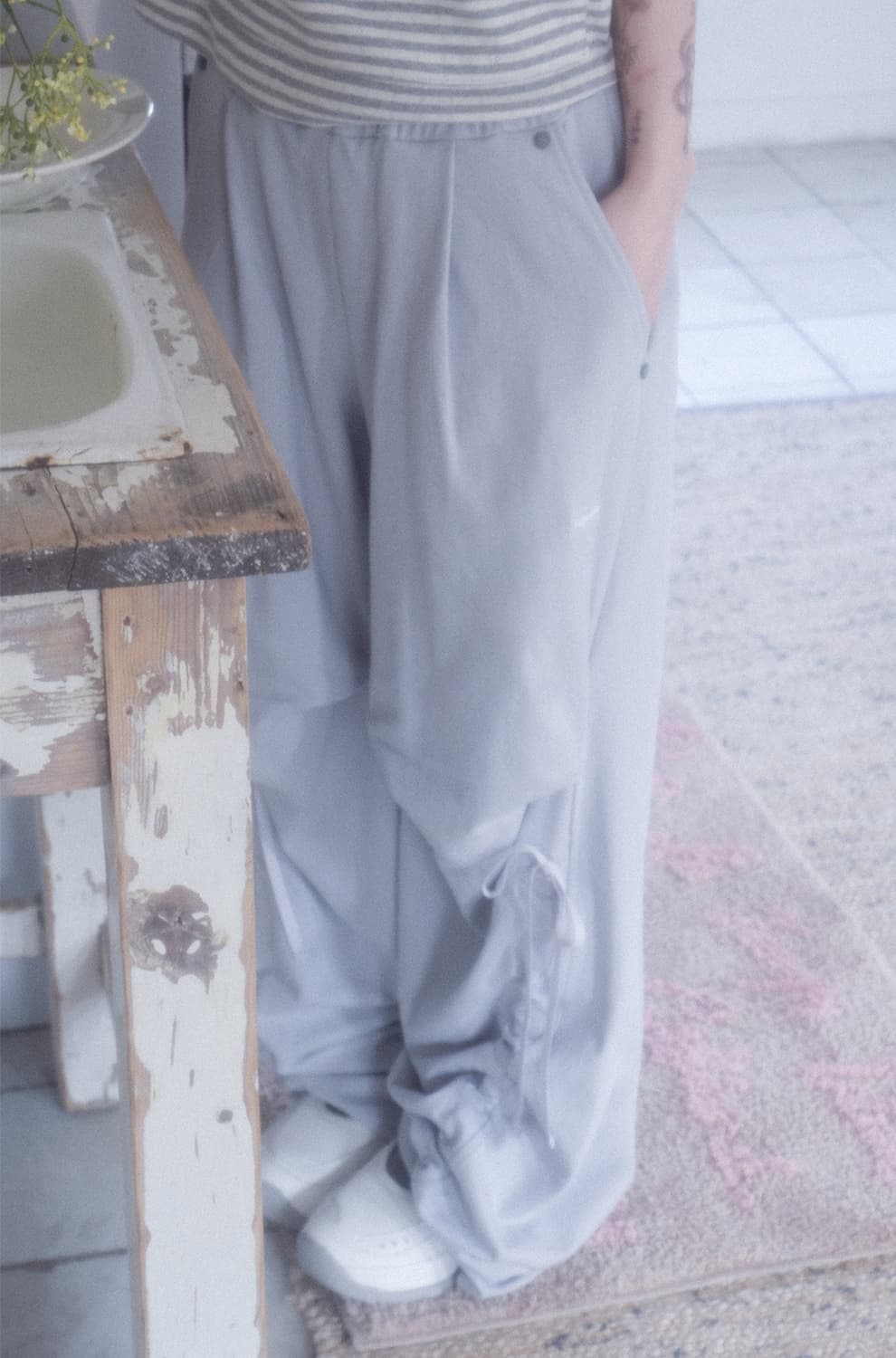 허그유어스킨 와이드 조거팬츠 HS 그레이시블루 상품이미지4