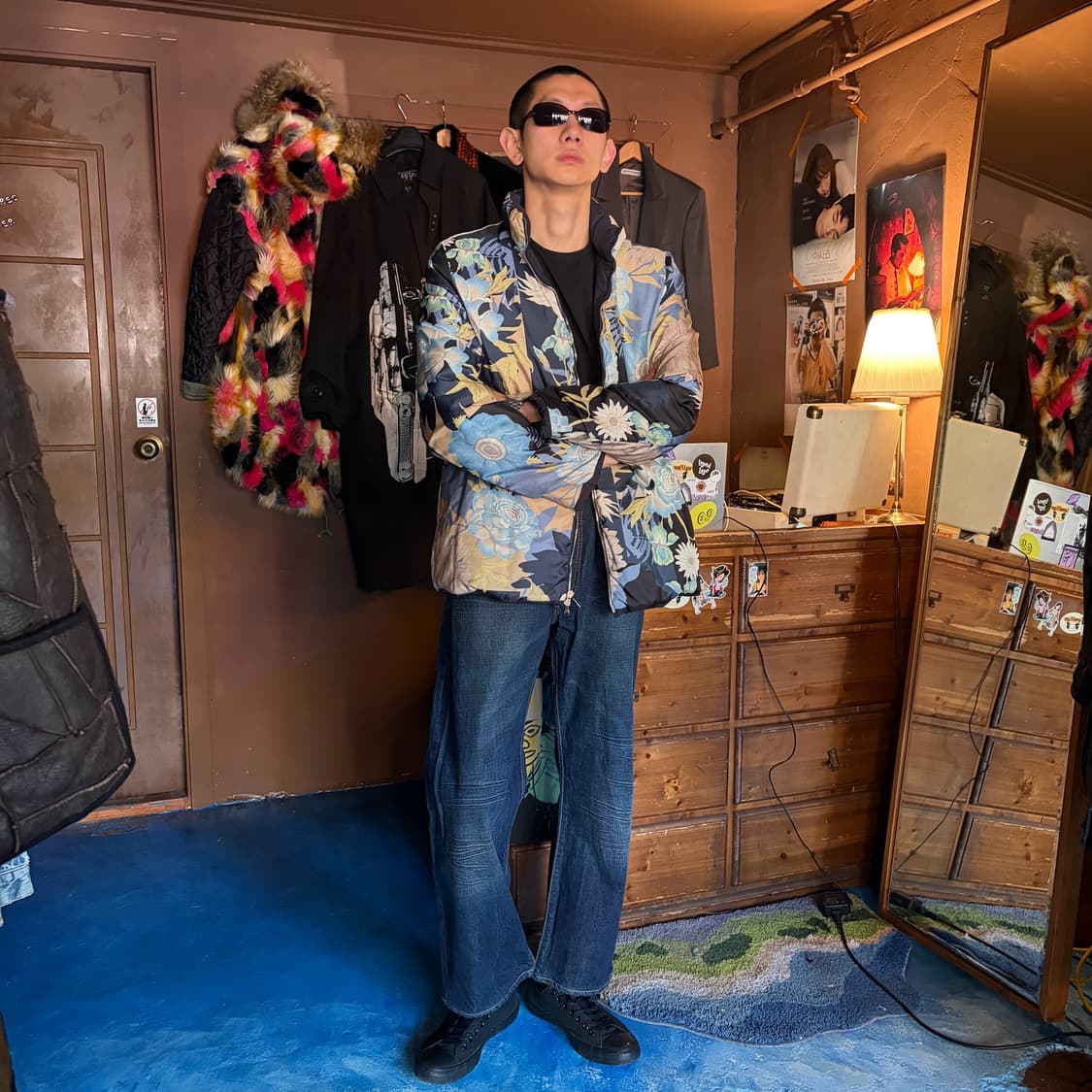 Ferragamo Blue Floral-Lined Puffer L 상품이미지4