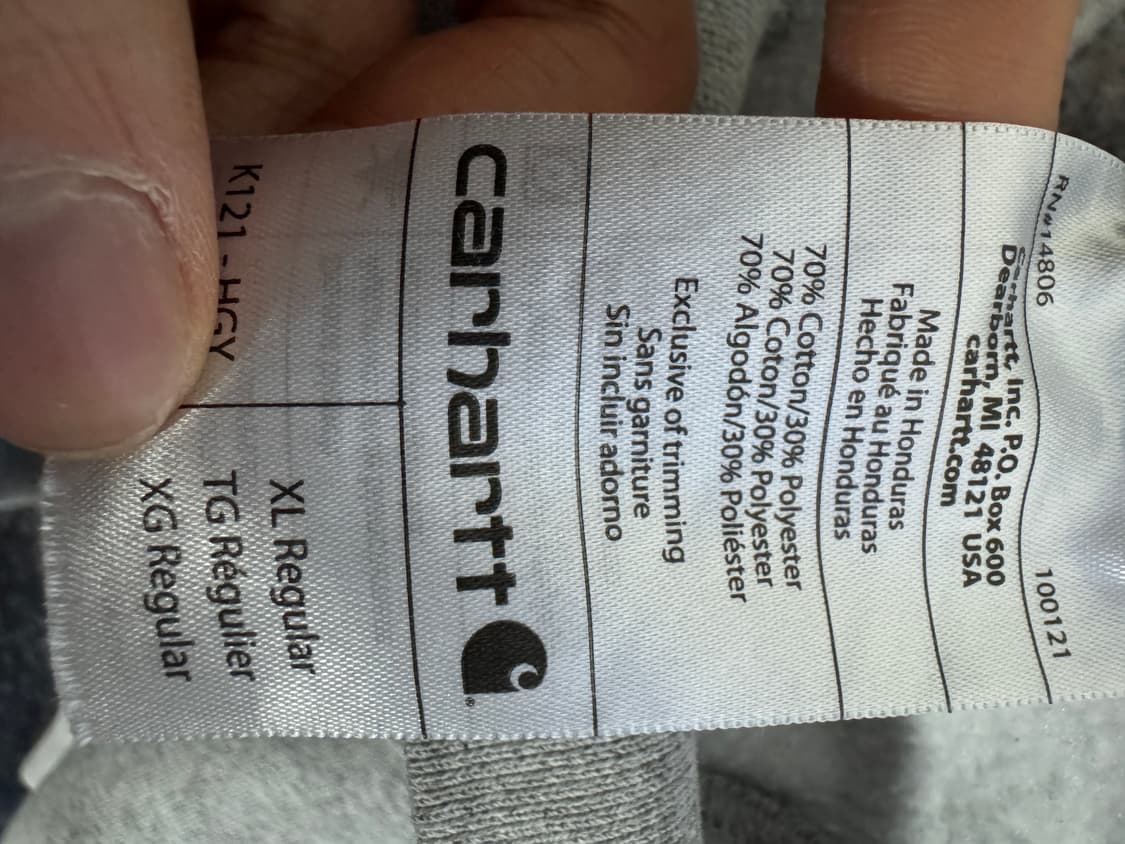 칼하트 오리지널 핏 빅 사이즈 기모 후드티 2XL ~ 상품이미지4