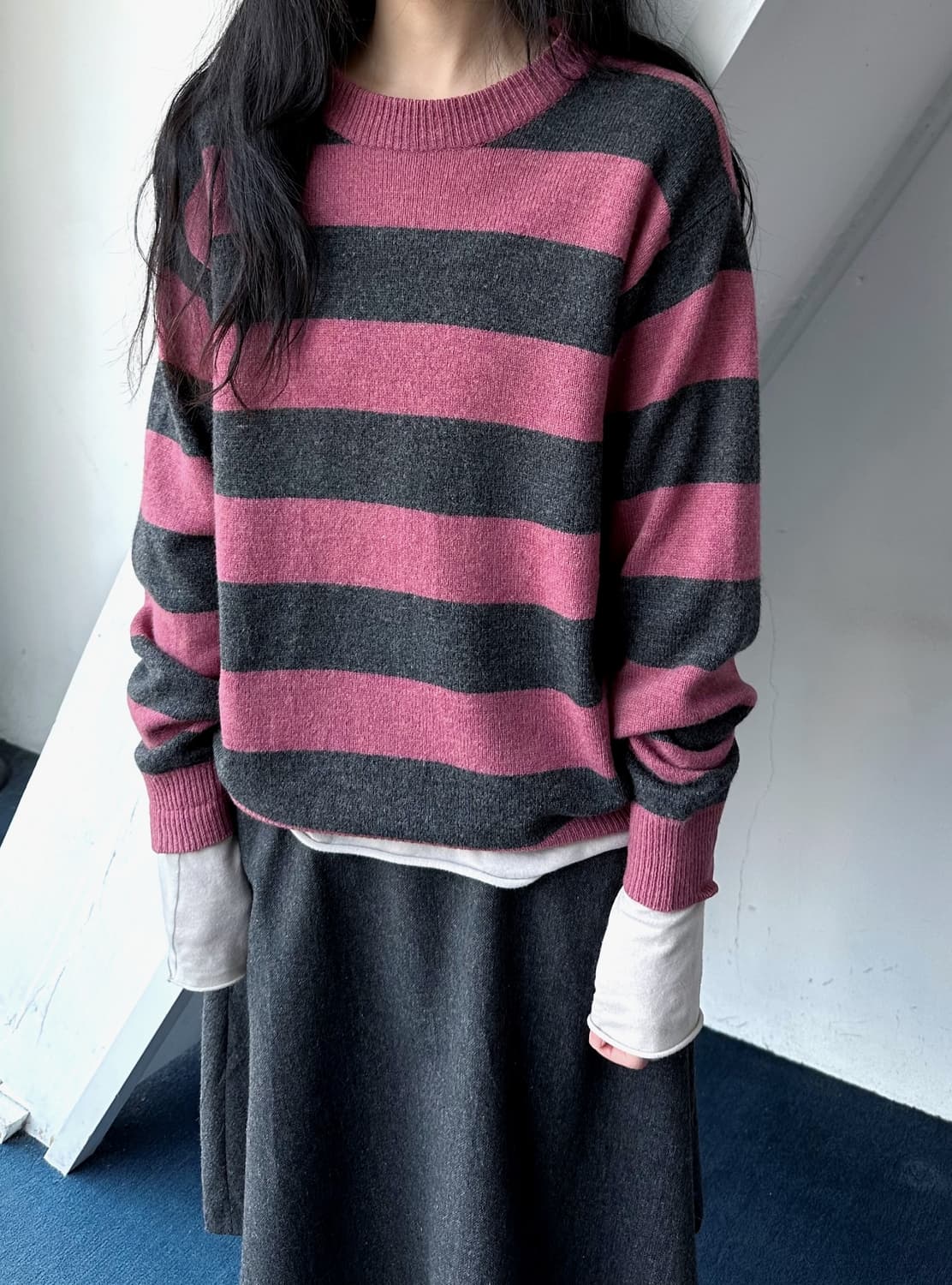 Middle gauge border knit TOP 상품이미지7