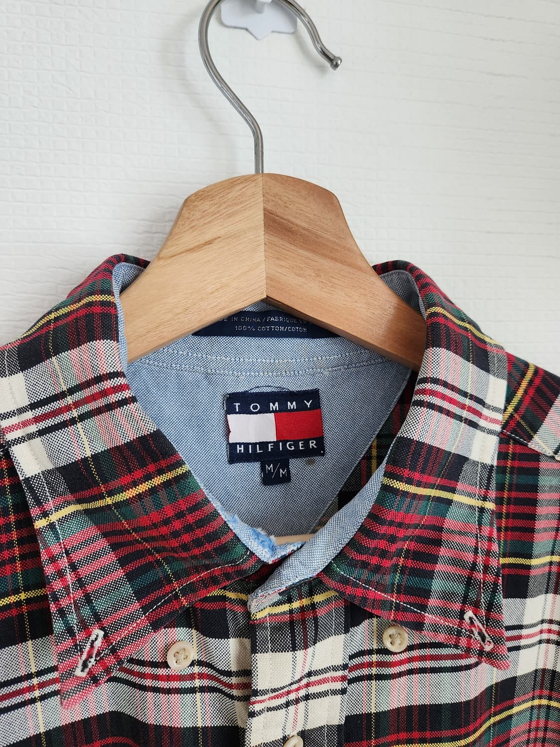 90s 타미 힐피거 와펜 체크 버튼다운 셔츠 상품이미지5