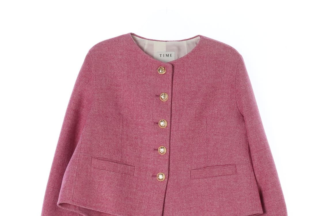 [S]타임 울100% 핑크 라운드 오버핏 A라인 재킷
 상품이미지2