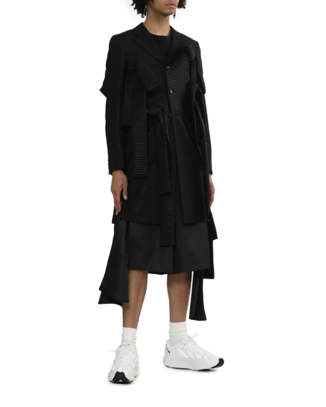 새상품 꼼데가르송 옴므플러스 블랙 벨티드 롱코트 XS 상품이미지5