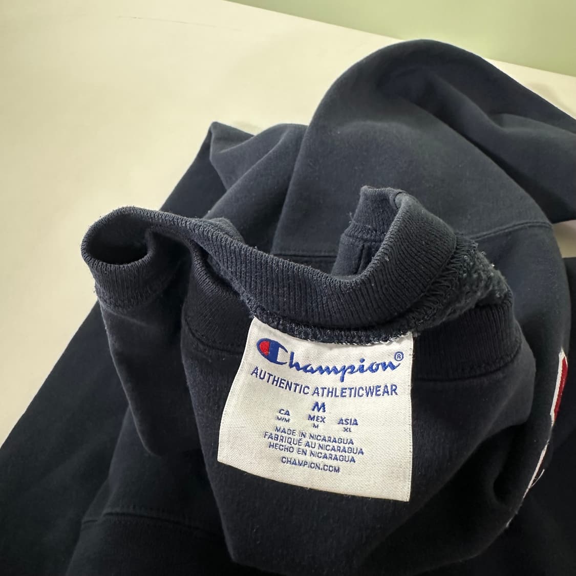 M 챔피온 네이비 하버드 패치로고 스웻셔츠 맨투맨 남여공용 상품이미지3