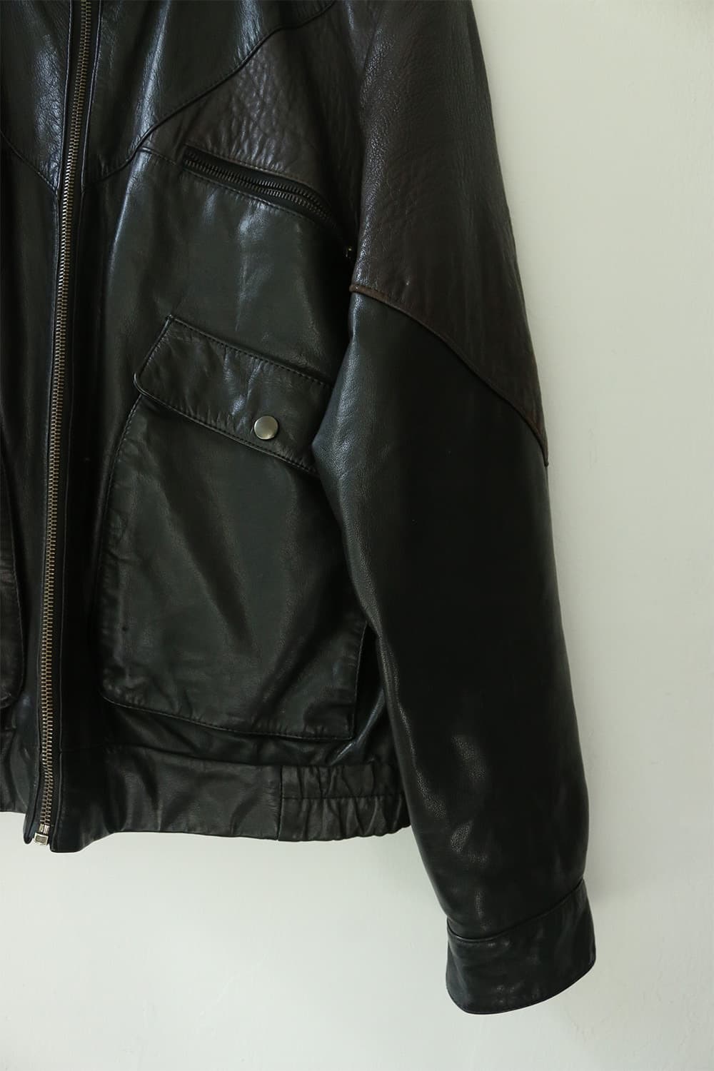 빈티지 블랙 레더 봄버 자켓 상품이미지6