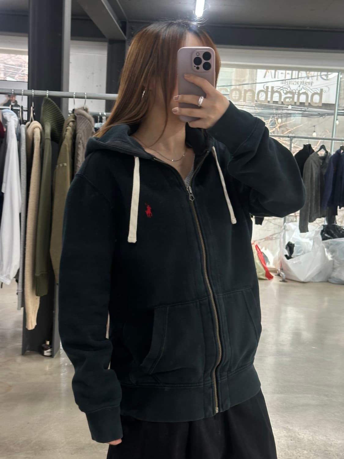 폴로랄프로렌 코튼 후드집업 블랙 상품이미지2