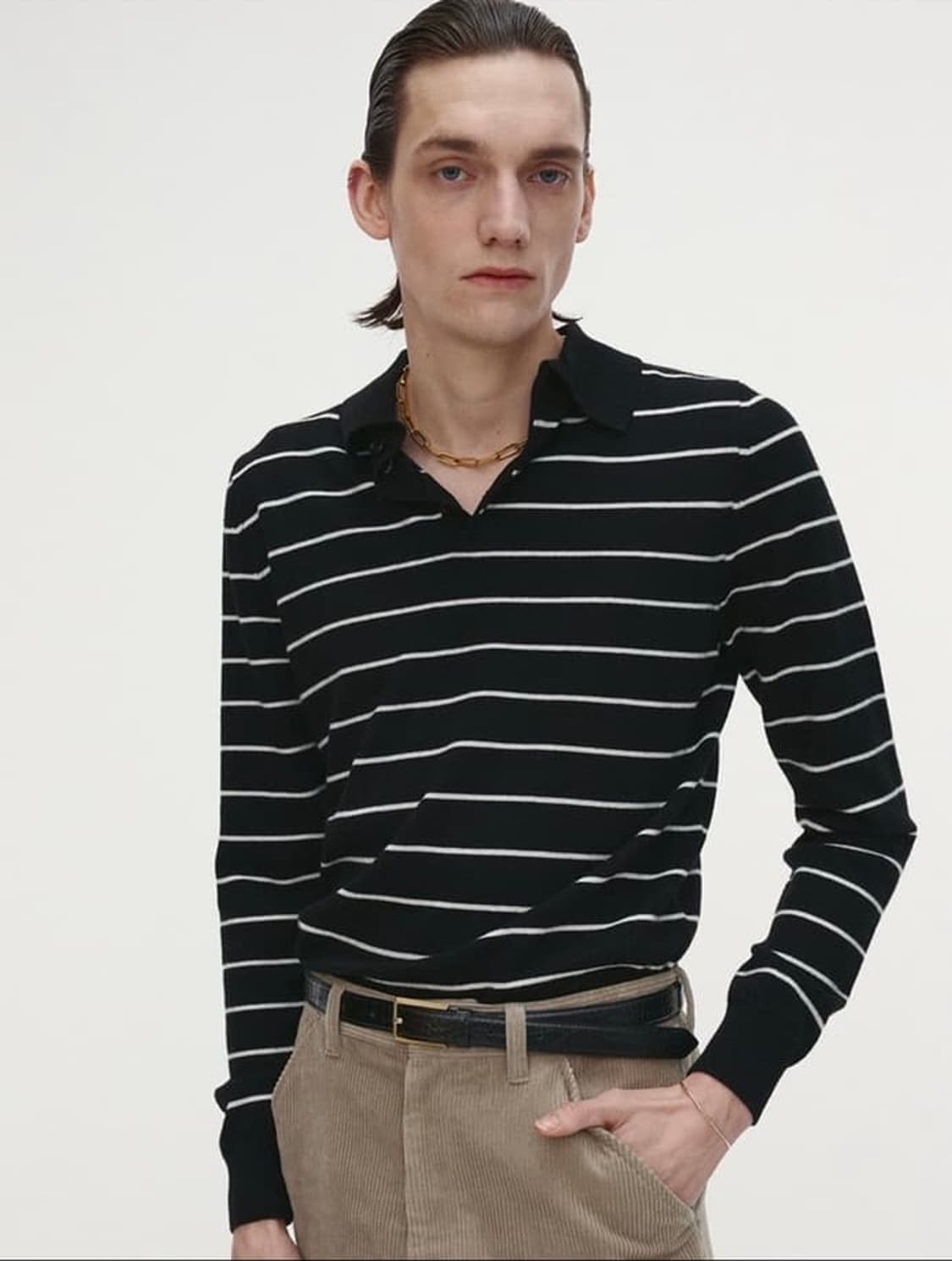 토니웩 슈퍼파인울 스트라이프 폴로 니트 상품이미지1
