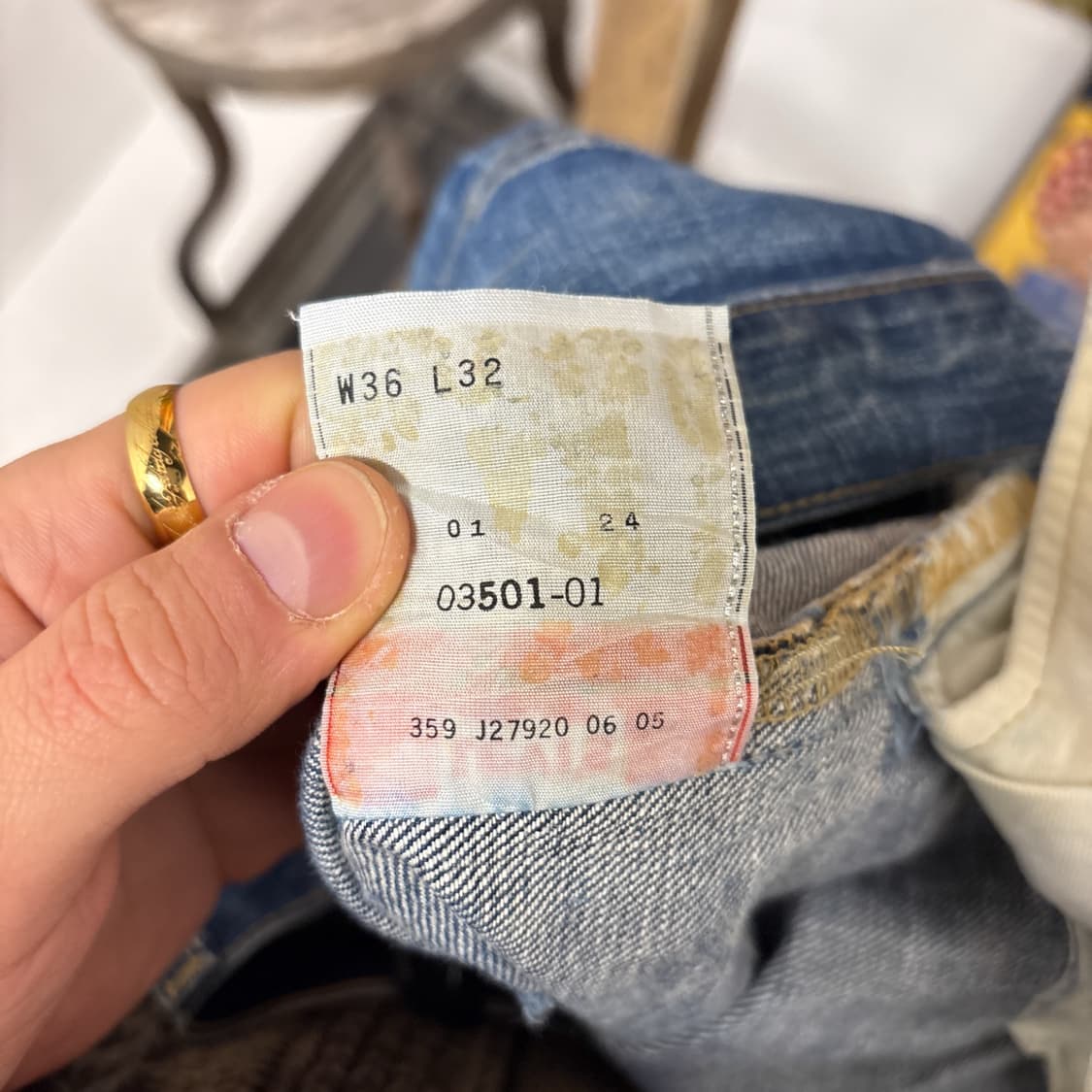 00s 리바이스501 버튼 플라이 빈티지 데미지 스트레이트 데님팬츠N84 상품이미지10