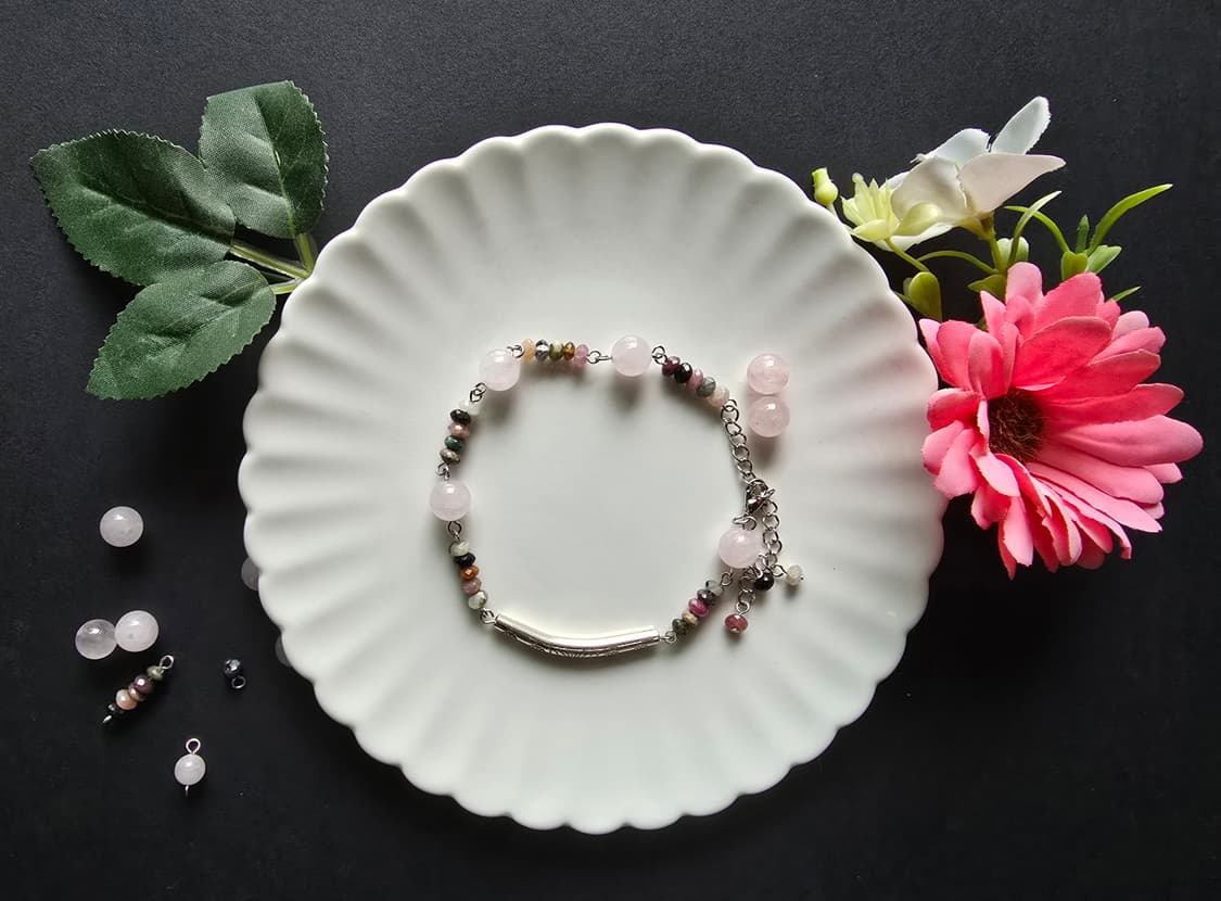 실버 엔틱 장미석 팔찌 상품이미지1