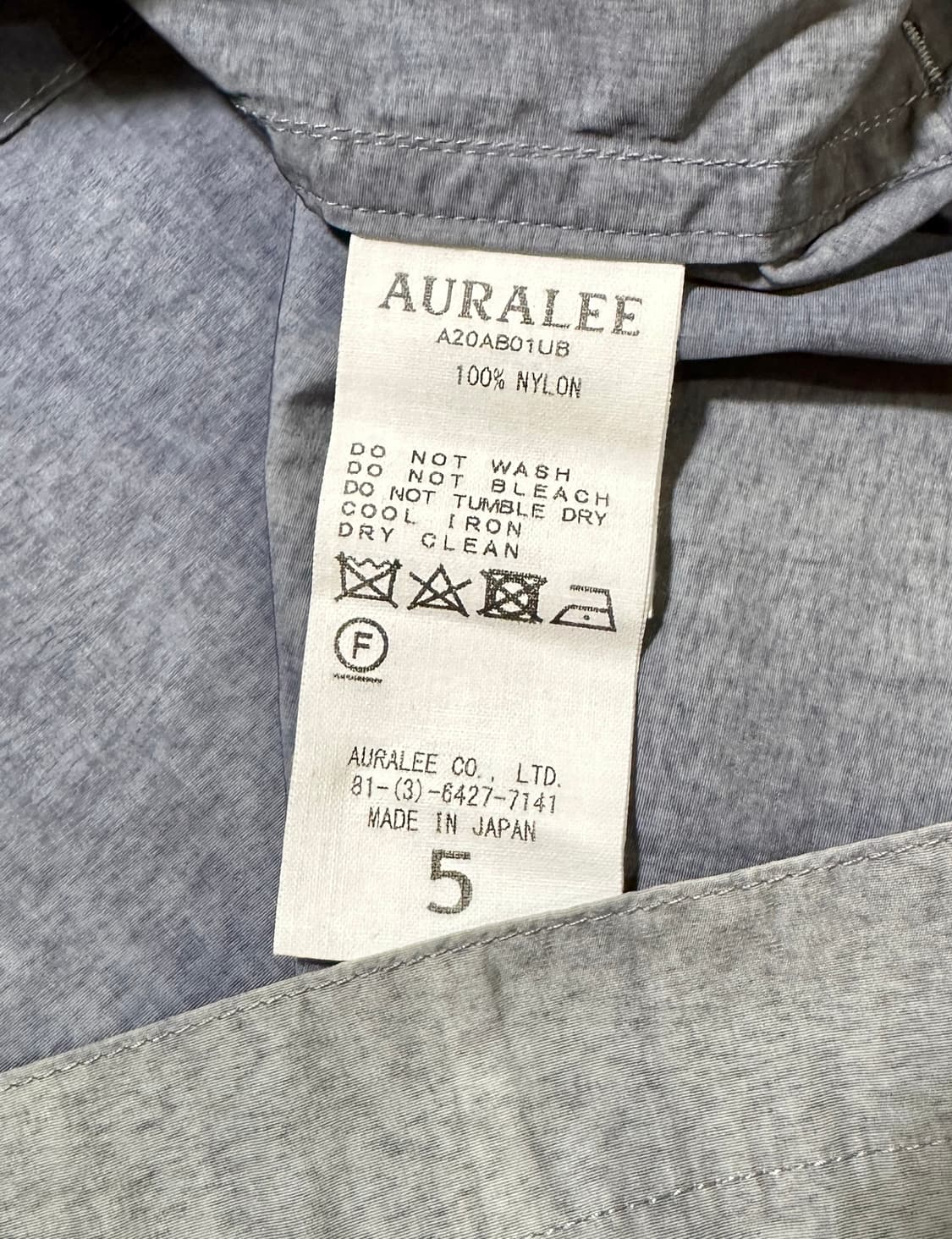 오라리 워싱 아노락 자켓 블루 5사이즈 신품급 바람막이 상품이미지5