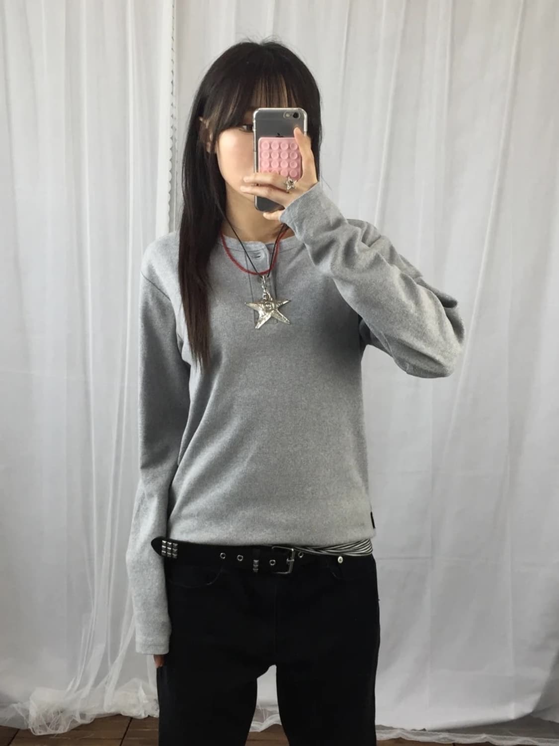 AVIREX U.S.A. Gray Henley Shirt 상품이미지1