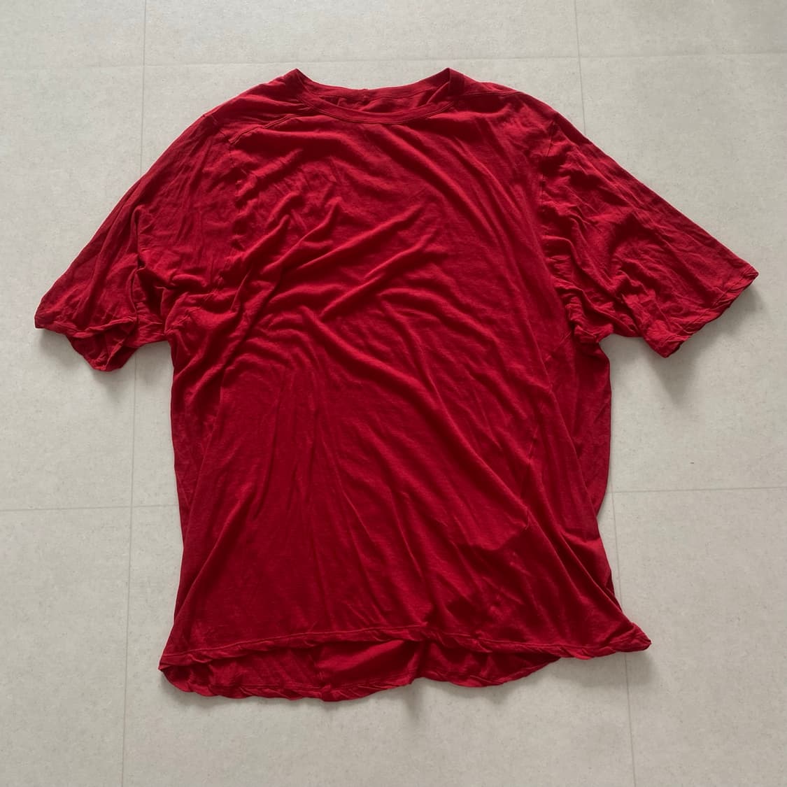 [M] 릭오웬스 Tommy 시어 티셔츠 카디널 레드 상품이미지1
