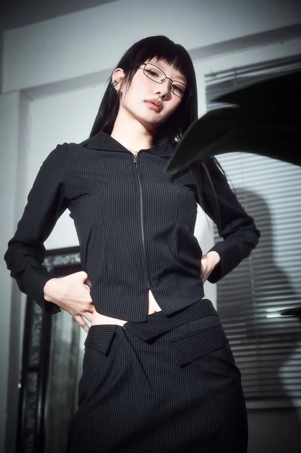 디어미 오피스 롱스커트 스트라이프 스커트 오도어 상품이미지8