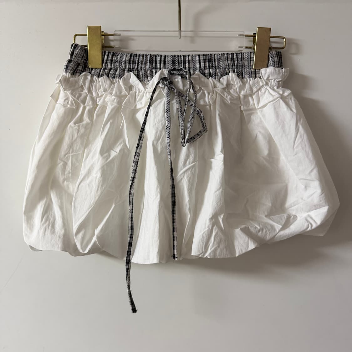 새상품 여자 체크 펌킨 스커트 (화이트) 상품이미지1