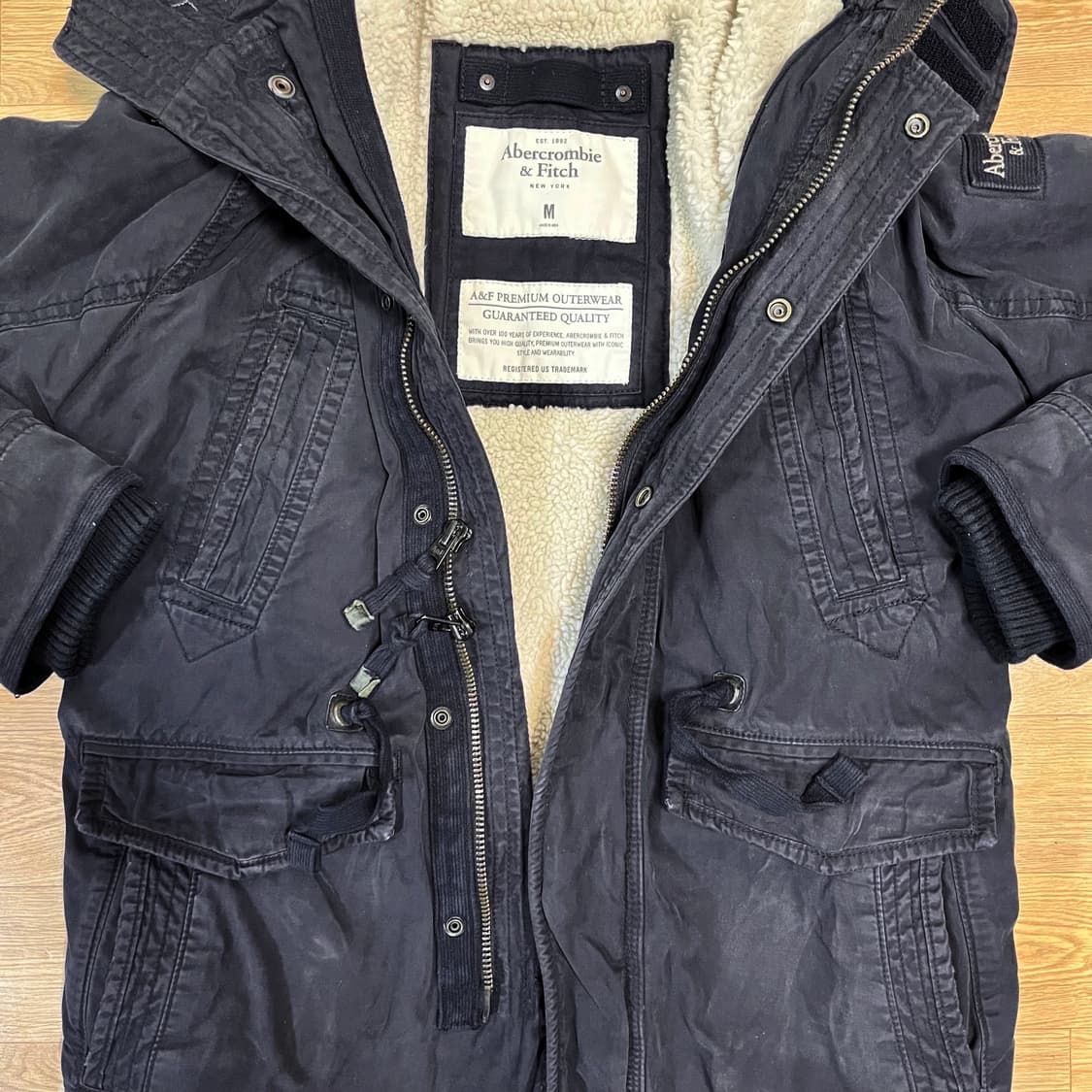 정품) 아베크롬비 프리미엄 쉐르파 양털 후드퍼 야상 패딩/ 100-105 상품이미지4