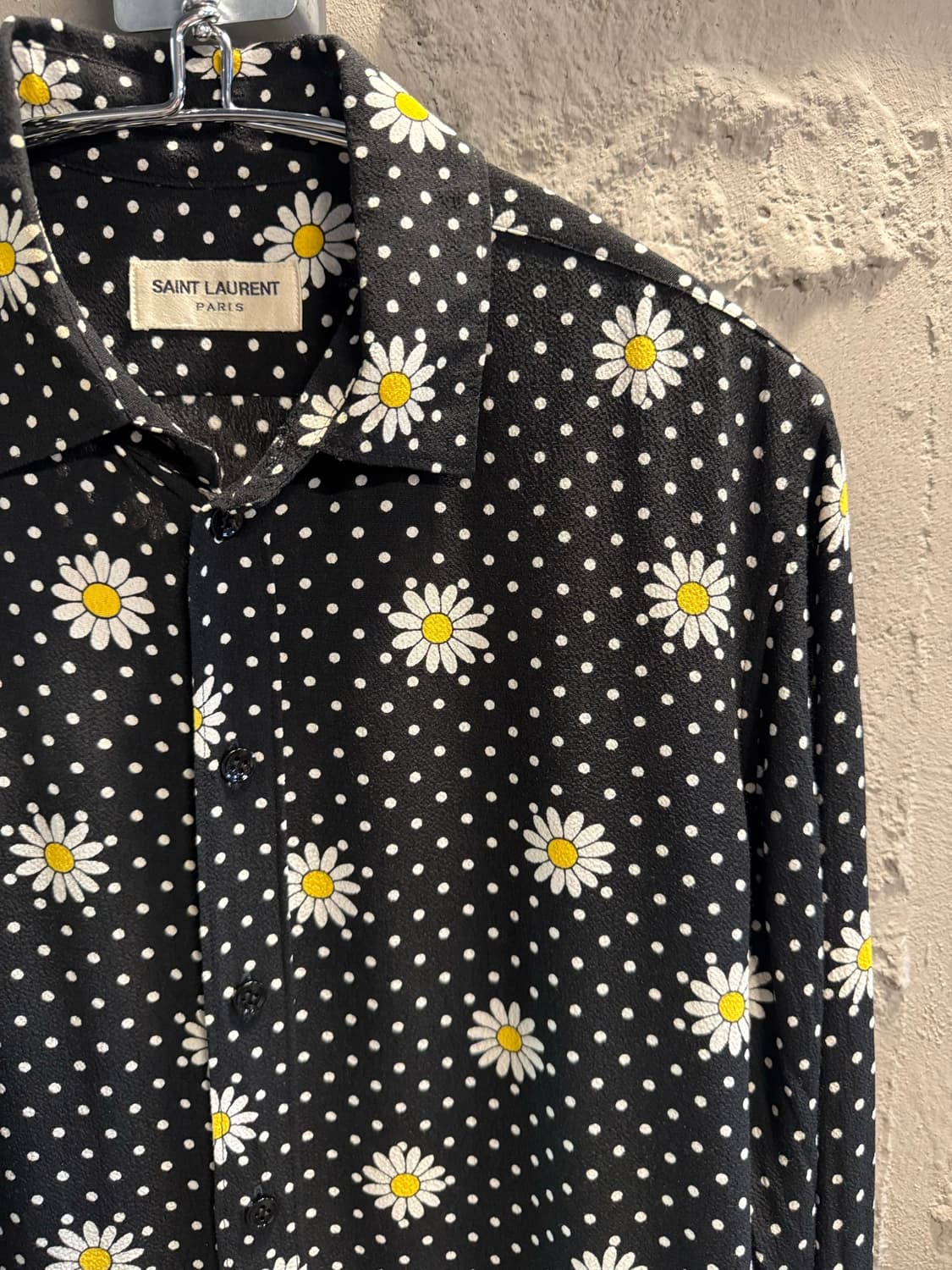 생로랑 SAINT LAURENT 데이지 도트 비스코스 셔츠 블랙 상품이미지3