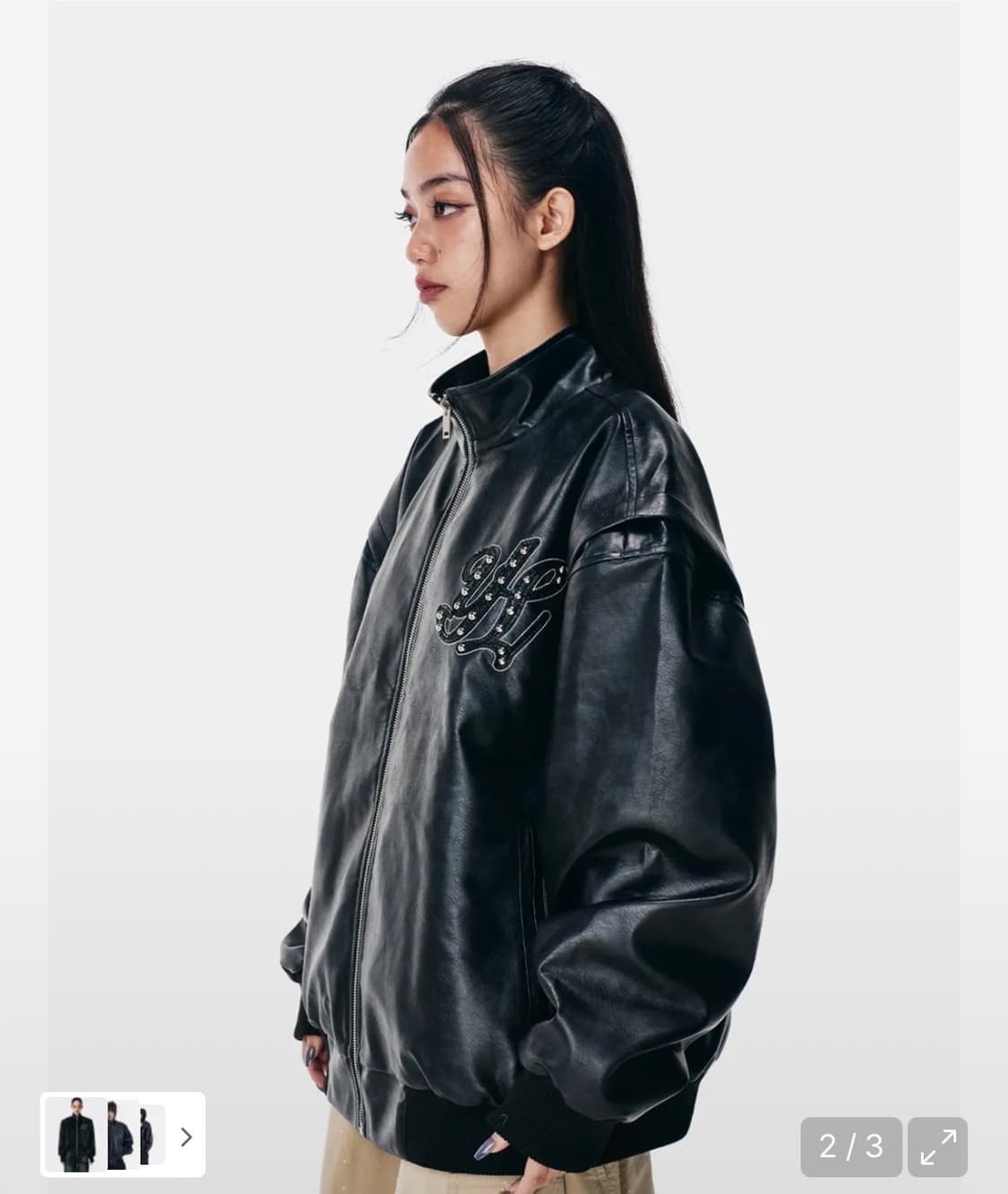 와이이이엘 FAUX LEATHER WINGED JACKET BLACK 상품이미지2