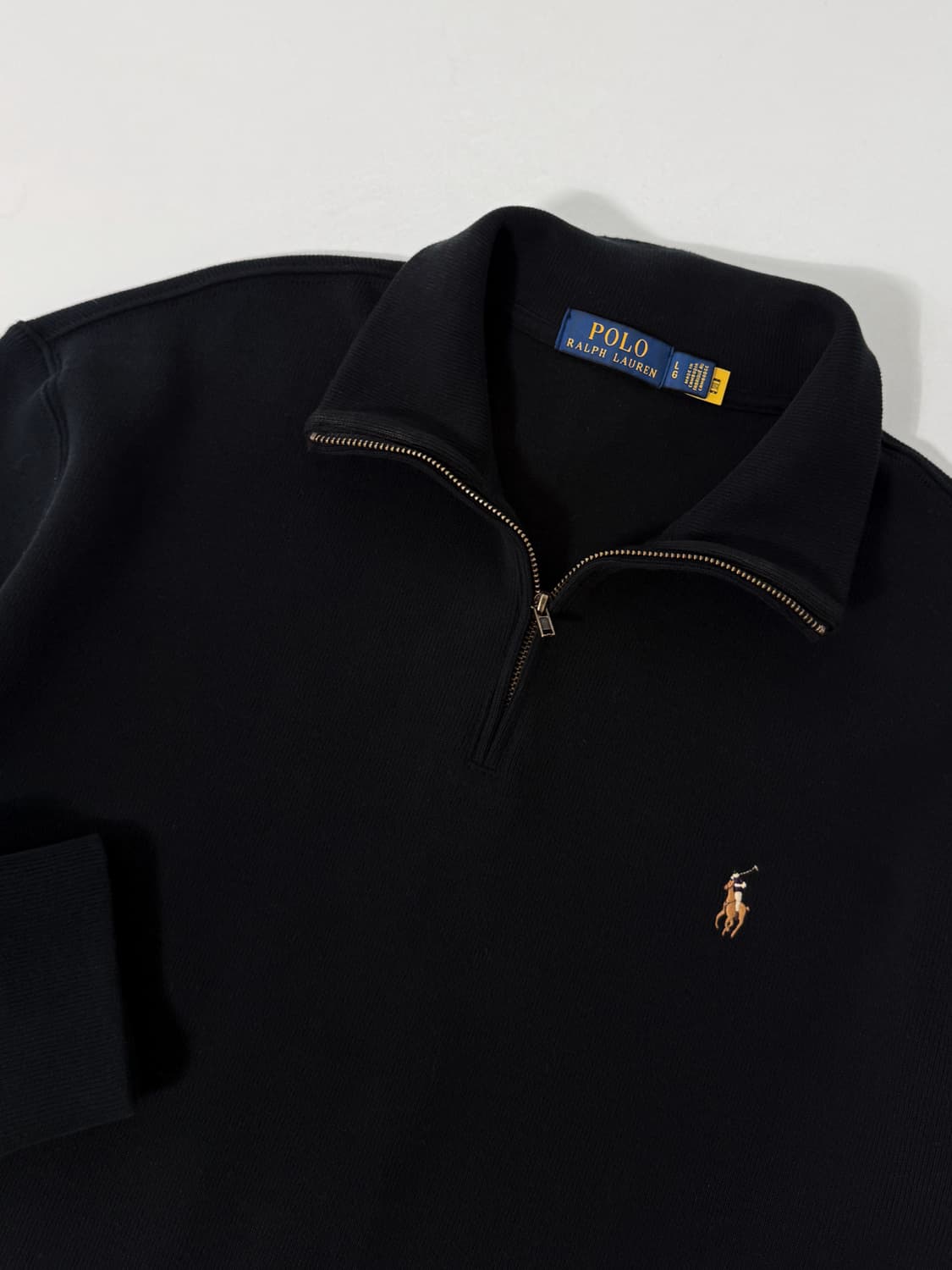 폴로 랄프로렌 루즈핏 신형 QR라벨 블랙 하프집 니트 상품이미지3