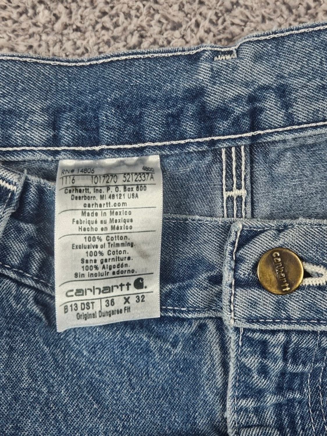 칼하트 데님 카펜터 워크 팬츠 ( 36X32 ) / 11309 상품이미지7
