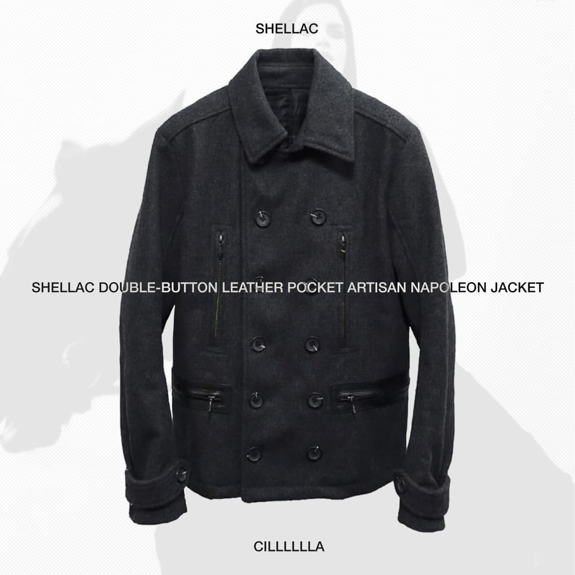 [46] SHELLAC 쉘락 더블버튼 레더 포켓 아티잔 나폴레옹자켓 상품이미지1