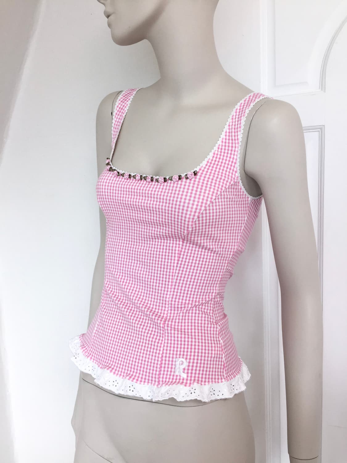 Coquette baby Corsage Check Top 상품이미지1