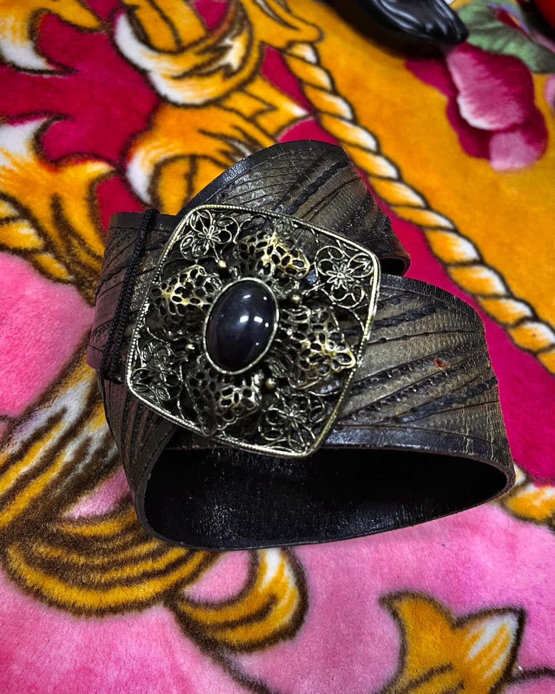 빈티지 웨스턴 엔틱 버클 레더 가죽 벨트 상품이미지2