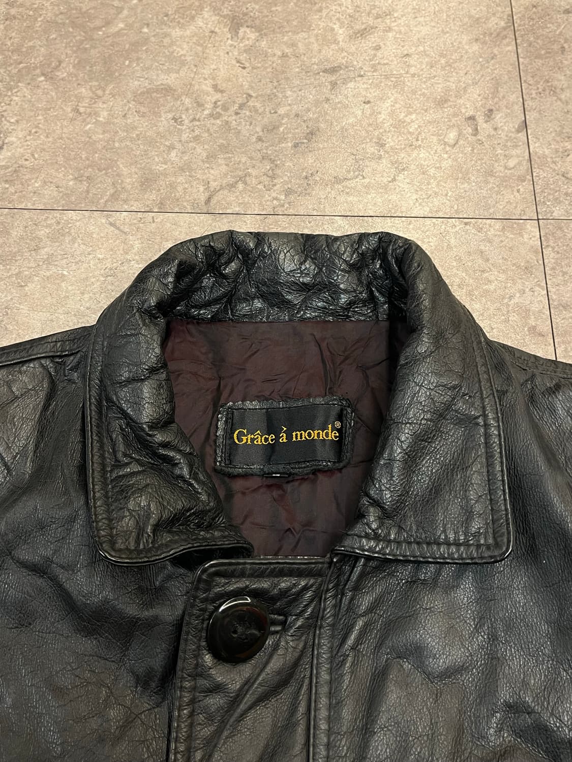 빈티지 카라 가죽 레더자켓 블랙 L #csz2597 상품이미지3