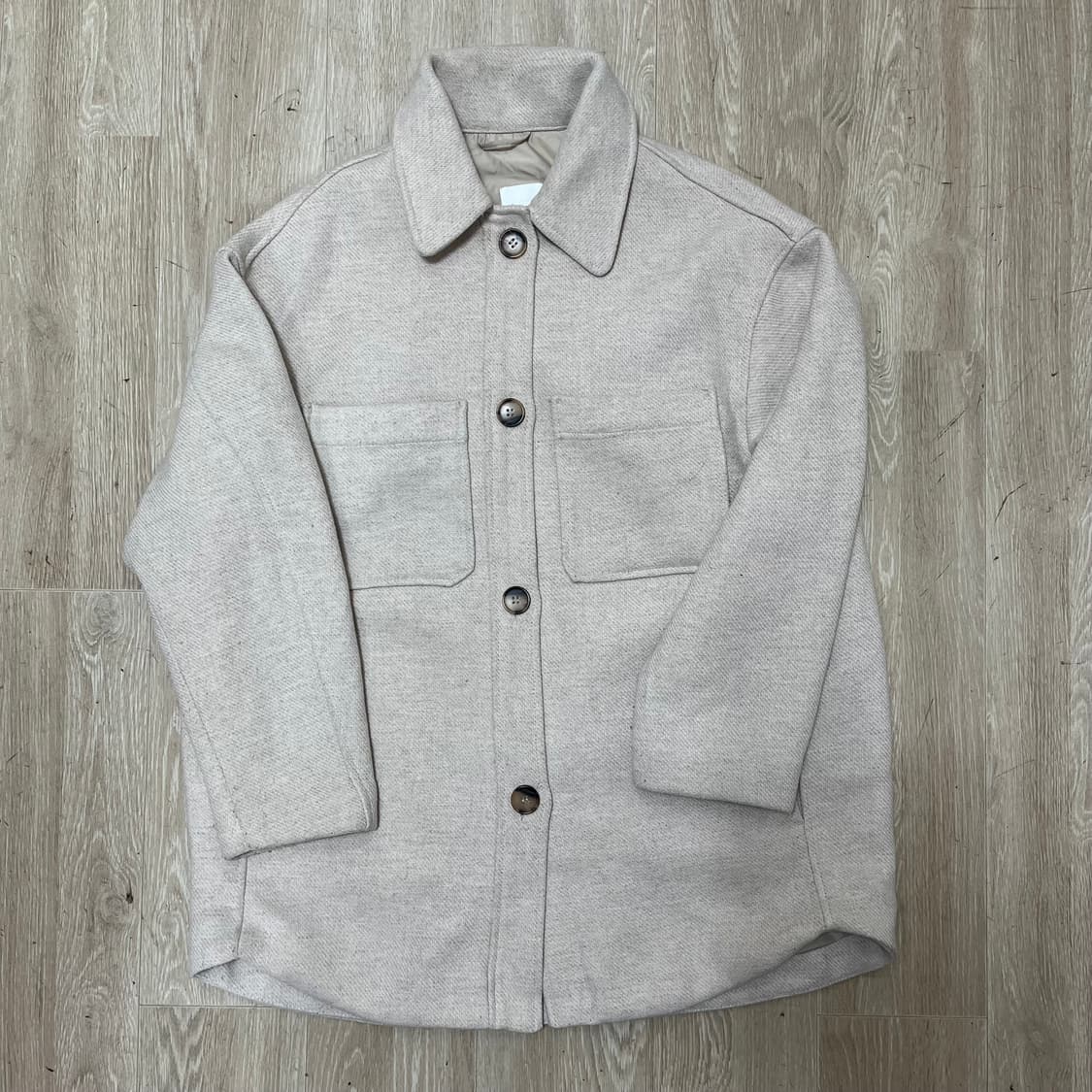 H&M 에이치앤엠 여성 오버핏 헤링본 울 셔켓 자켓 M(95) 상품이미지1