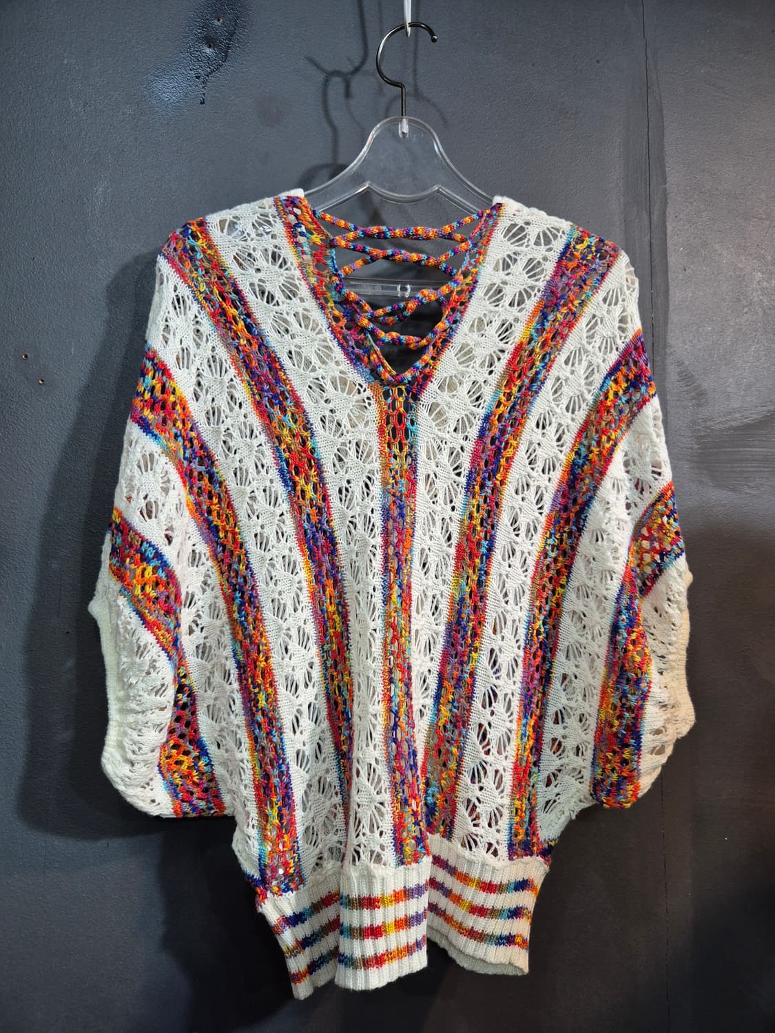 화려한 컬러 배색 크로셰 니트 탑 55 66 상품이미지2