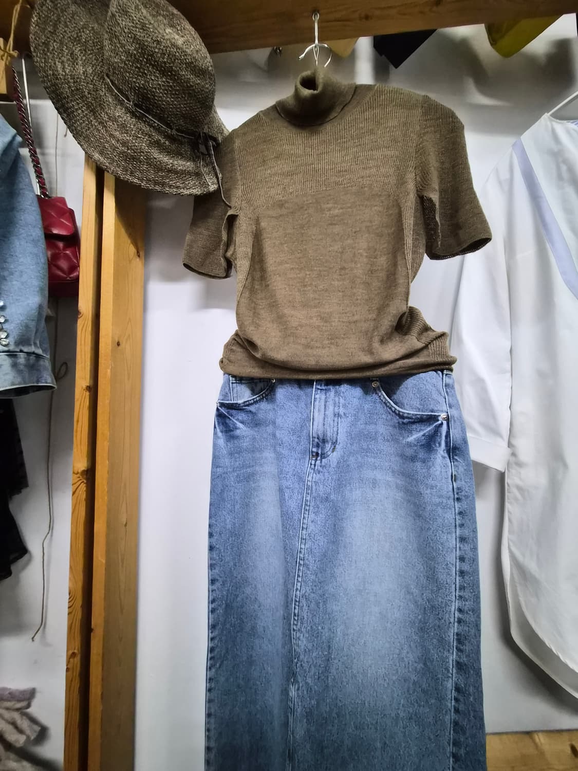 JS뉴욕 케이프니트.보브 데님스커트 상품이미지1