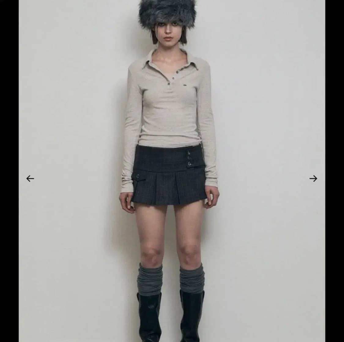 보헤미안서울 플리츠 랩 스커트 딥그레이 L 상품이미지1