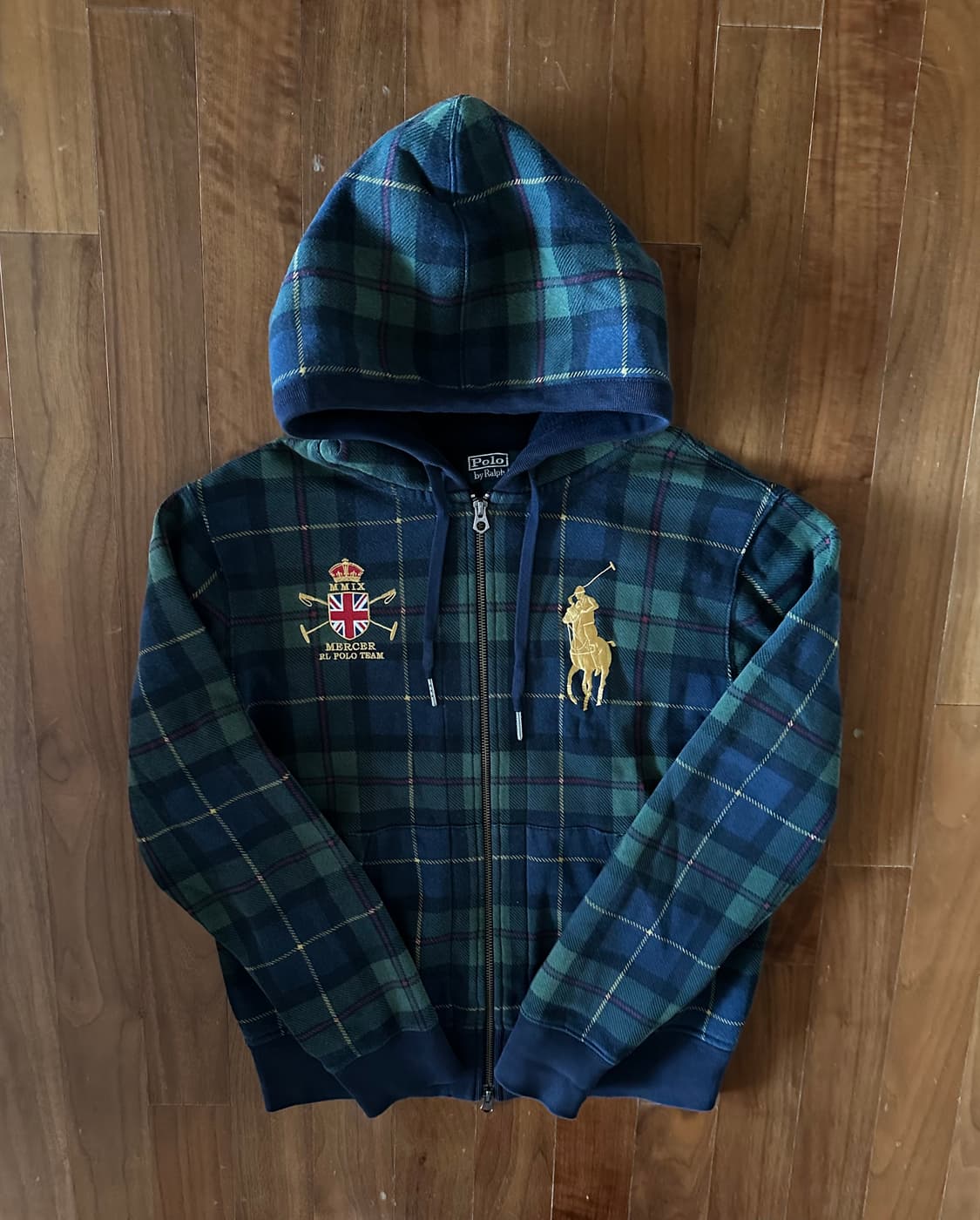 폴로 랄프로렌 빅포니 타탄체크 후드집업 M 상품이미지1