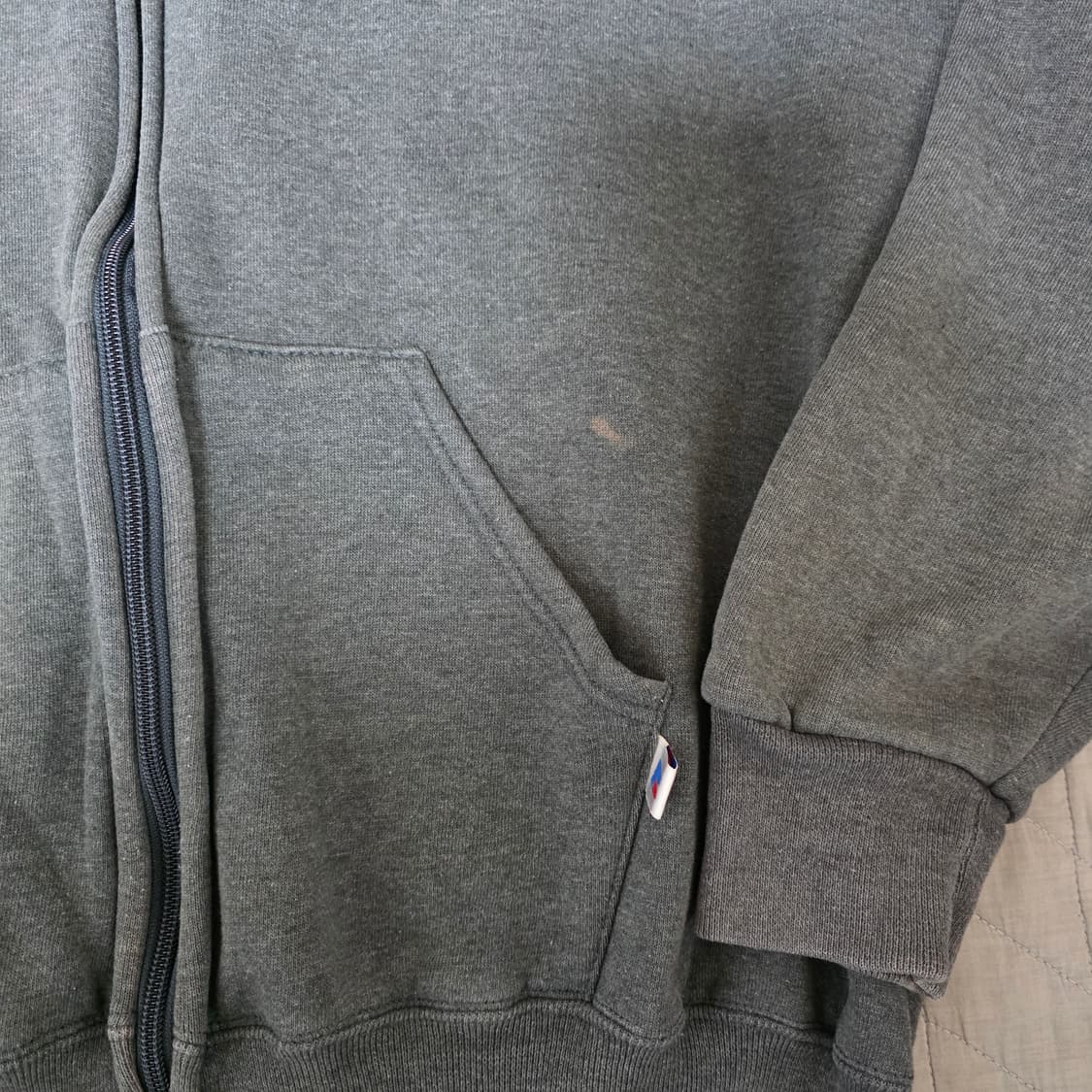 [XL]90s 빈티지 러셀 애슬레틱 후드집업 다크그레이 ver.더티페이드 상품이미지2