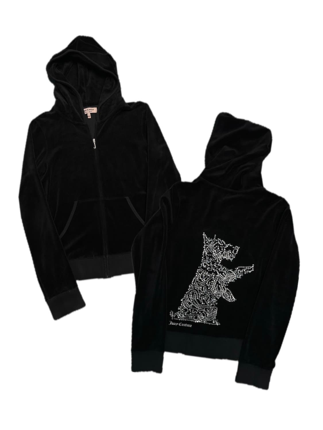쥬시꾸뛰르 퍼피 블랙 벨벳 후드집업 y2k 갸루 괴짜 펑크 러힙 상품이미지1