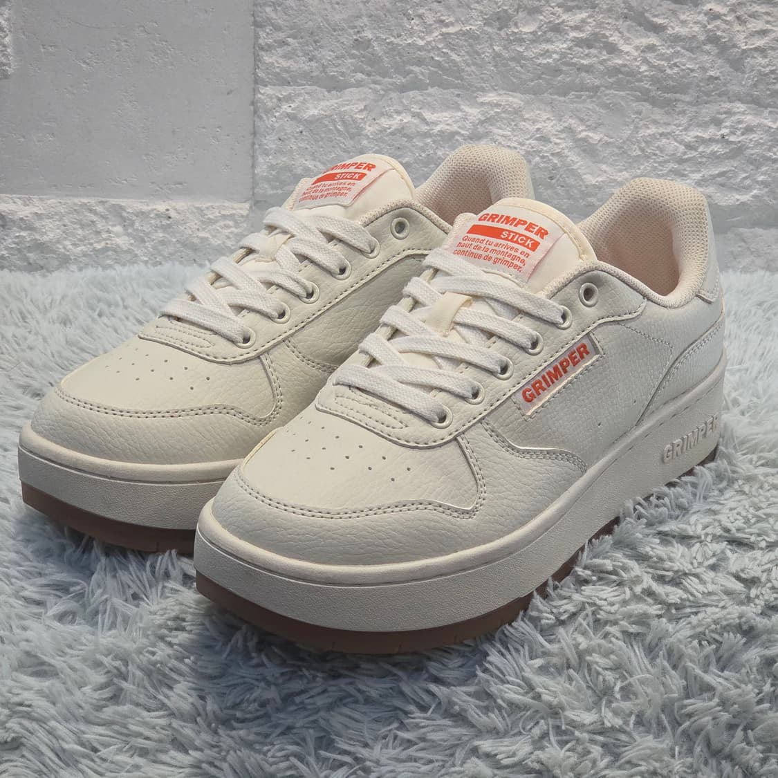 6q-22:그림퍼 플랫폼 스니커즈 아이보리 (250cm)-거의새거 상품이미지1
