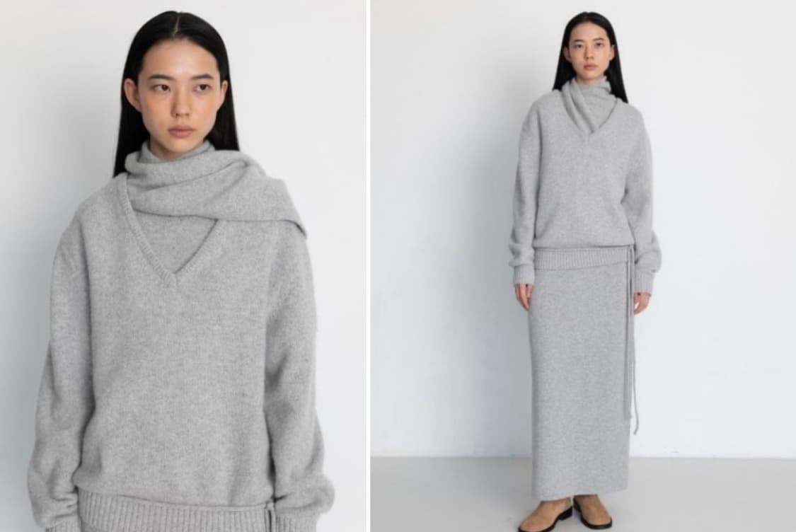 LE17 알파카 V넥 니트 + 머플러 셋트 판매  상품이미지1