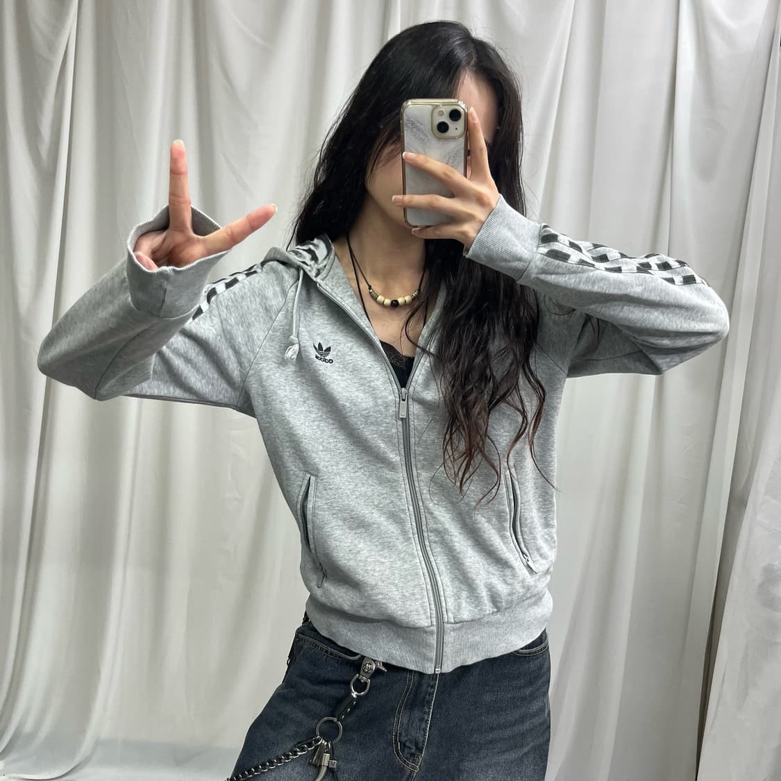 Adidas gray firebird hood zip-up 상품이미지2