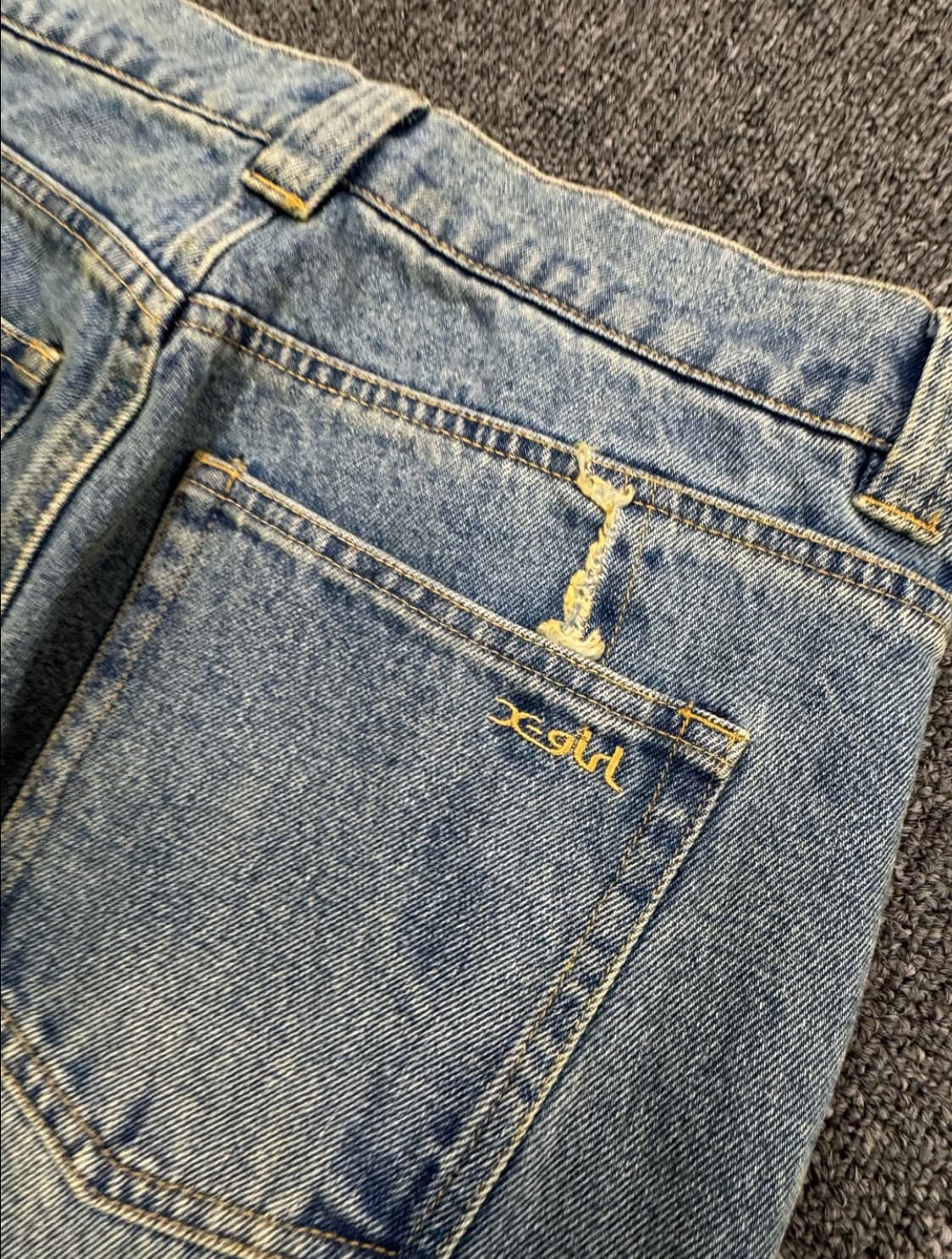 M)X-girl 빈티지 여성 별패치 부츠컷 연청 데님팬츠 상품이미지10